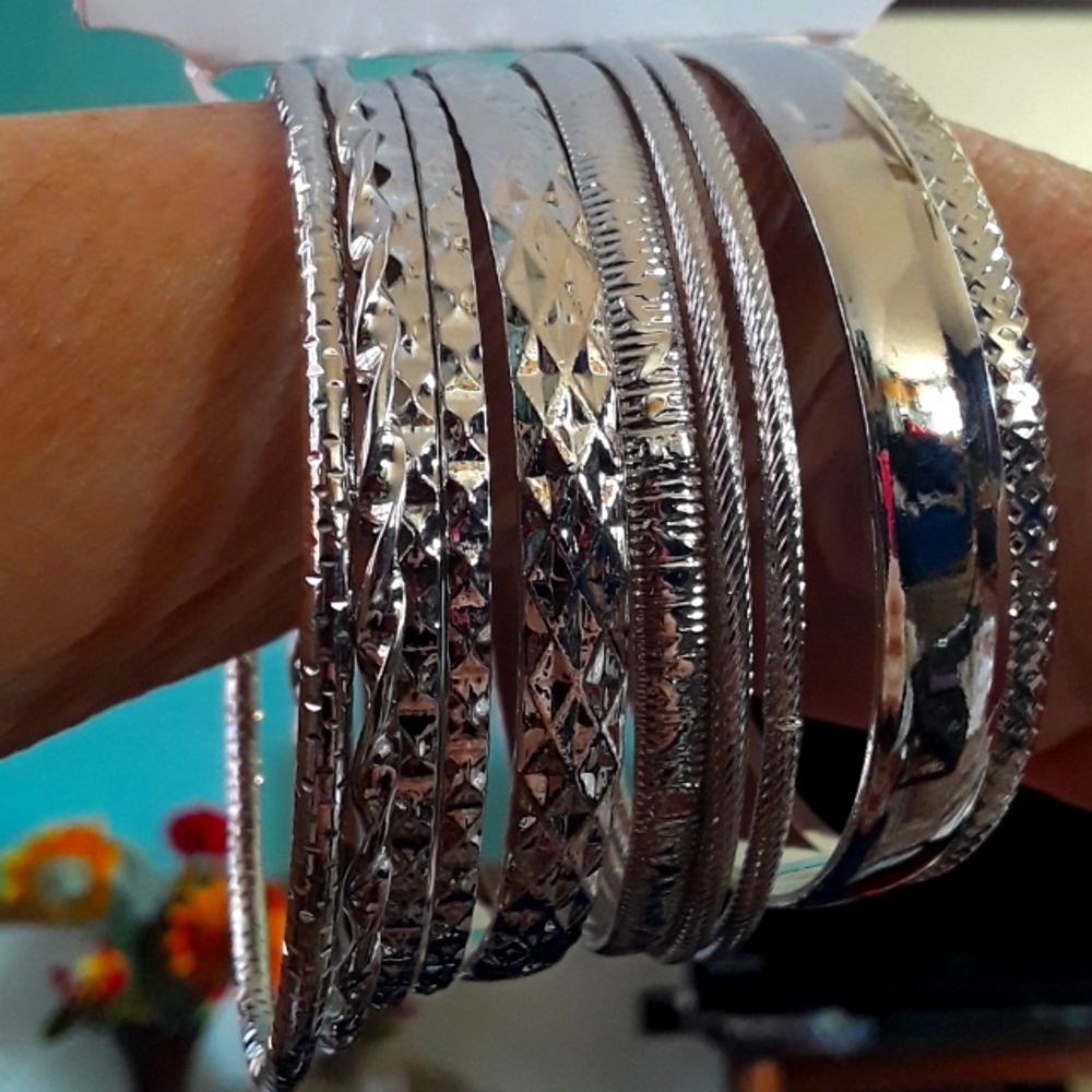 *New* BOHO 10 BRACELETS SET SILVER NEW